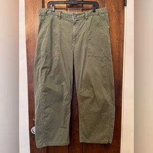 GAP Women’s Mid Rise Twill Barrel Pants 16 Petite Olive Green